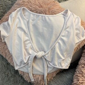 White Tie-Back Crop Top